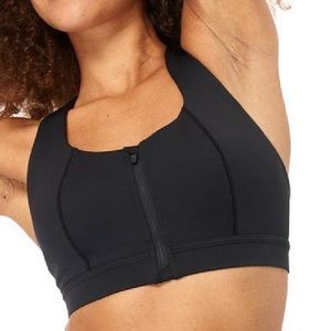 Sweaty Betty Circuit Zip Up Sports Bra, Size Medium, Black